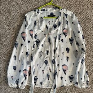 Stylish White Hot Air Balloon Blouse